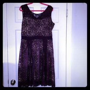 Dark purple and nude lace dress